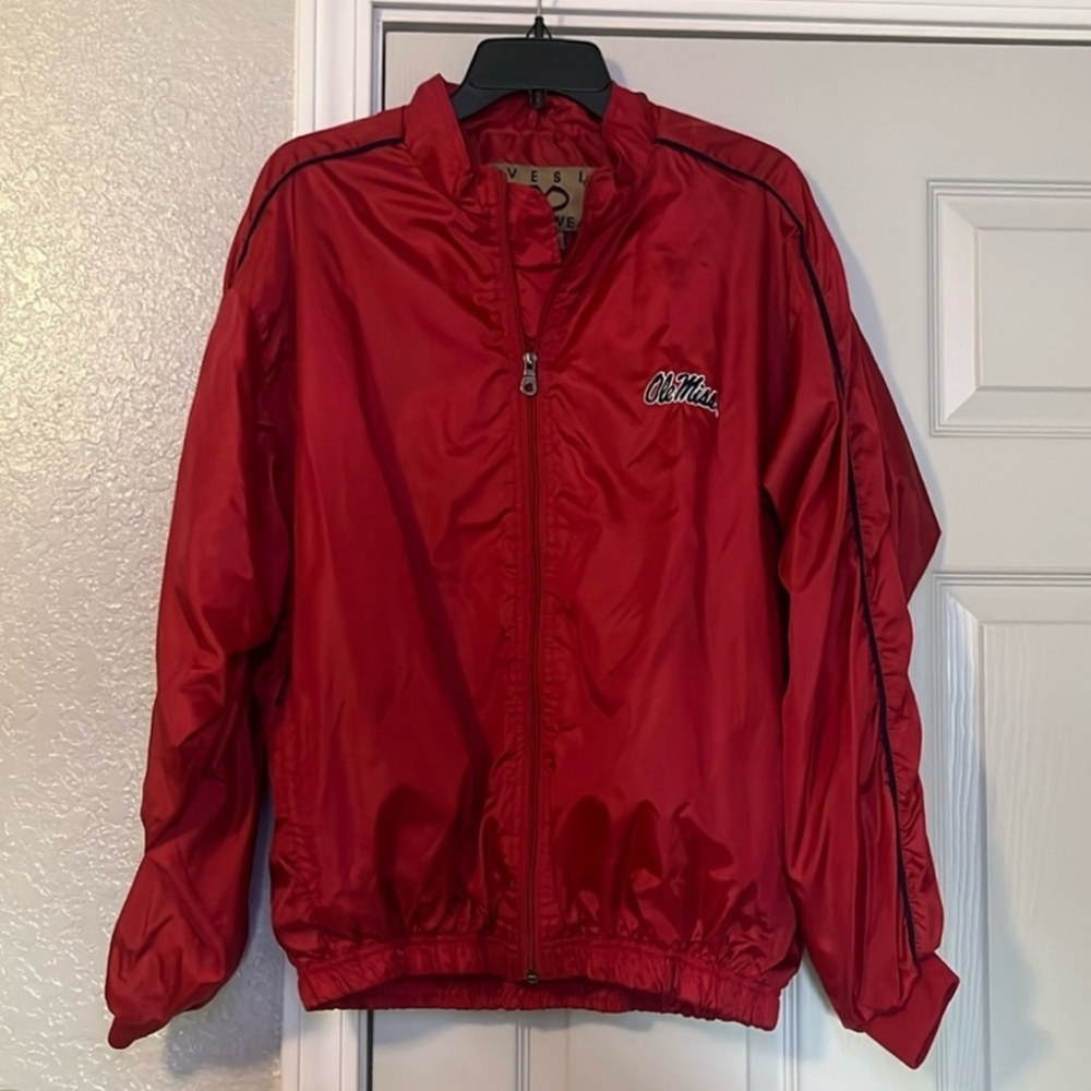Ole Miss Vintage Vesi Sportswear Red  Zipper Closure Windbreaker Size M